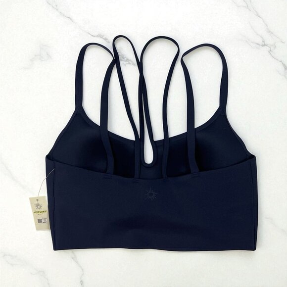 Aerie Offline Real Me Hold Up! Keyhole Sports Bra Size Medium Navy Blue Strappy - Picture 7 of 11